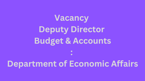 Vacancy Deputy Director Budget & Accounts Department of Economic Affairs