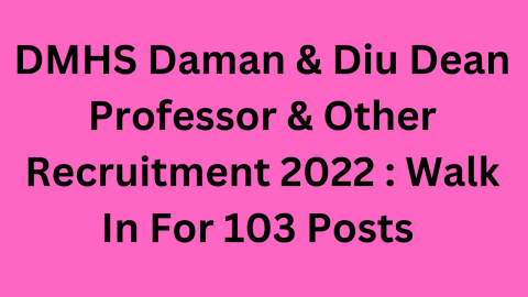 DMHS Daman & Diu Dean Professor & Other Recruitment 2022 Walk In For 103 Posts