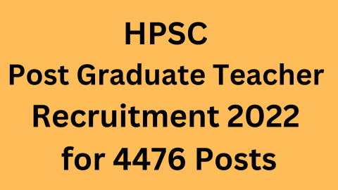 Post Graduate Teacher Recruitment 2022 for 4476 Posts